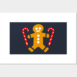 Gingerbread Men and Candy Canes Posters and Art